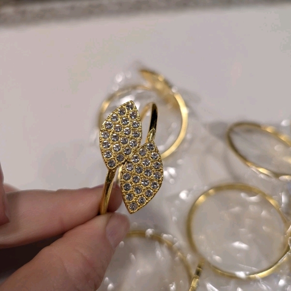 New Crystal Gold Leaf Napkin Holder Set of 10 - Picture 3 of 8